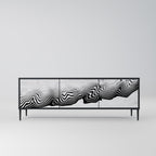 MONOCHROME MIRAGE Mueble de TV de 3 Puertas en Acabado Negro