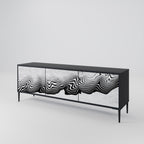 MONOCHROME MIRAGE Mueble de TV de 3 Puertas en Acabado Negro