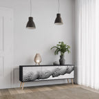 MONOCHROME MIRAGE Mueble de TV de 3 Puertas en Acabado Negro