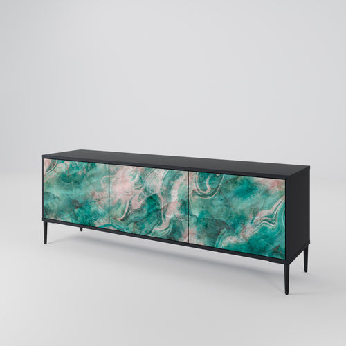 ABSTRACT ALCHEMY 3-Door TV Stand in Black Finish