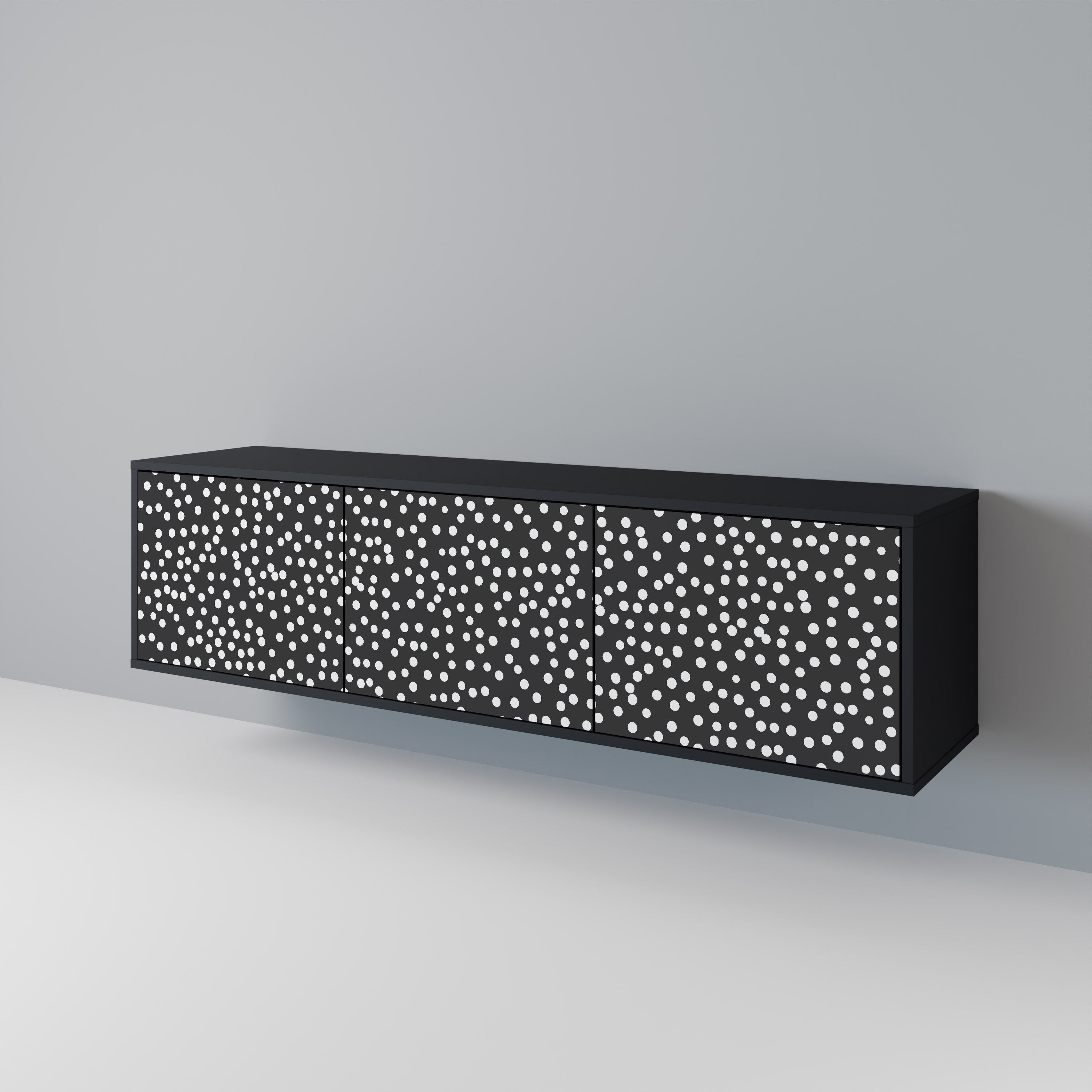 BLINDING LIGHTS 3-Door TV Stand in Black Finish