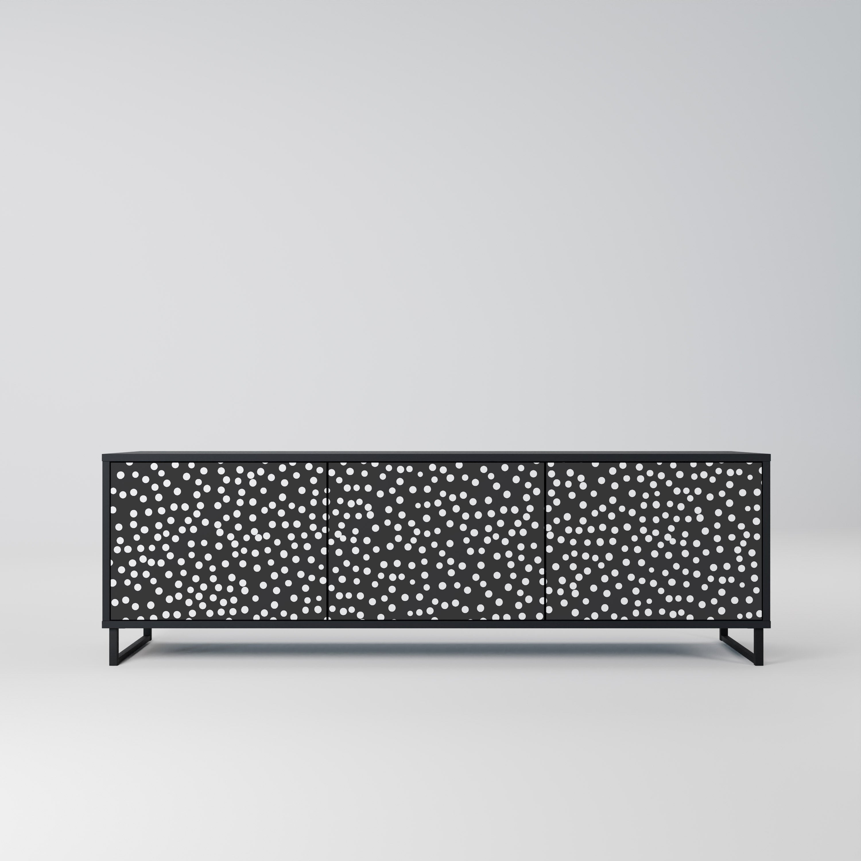 BLINDING LIGHTS 3-Door TV Stand in Black Finish