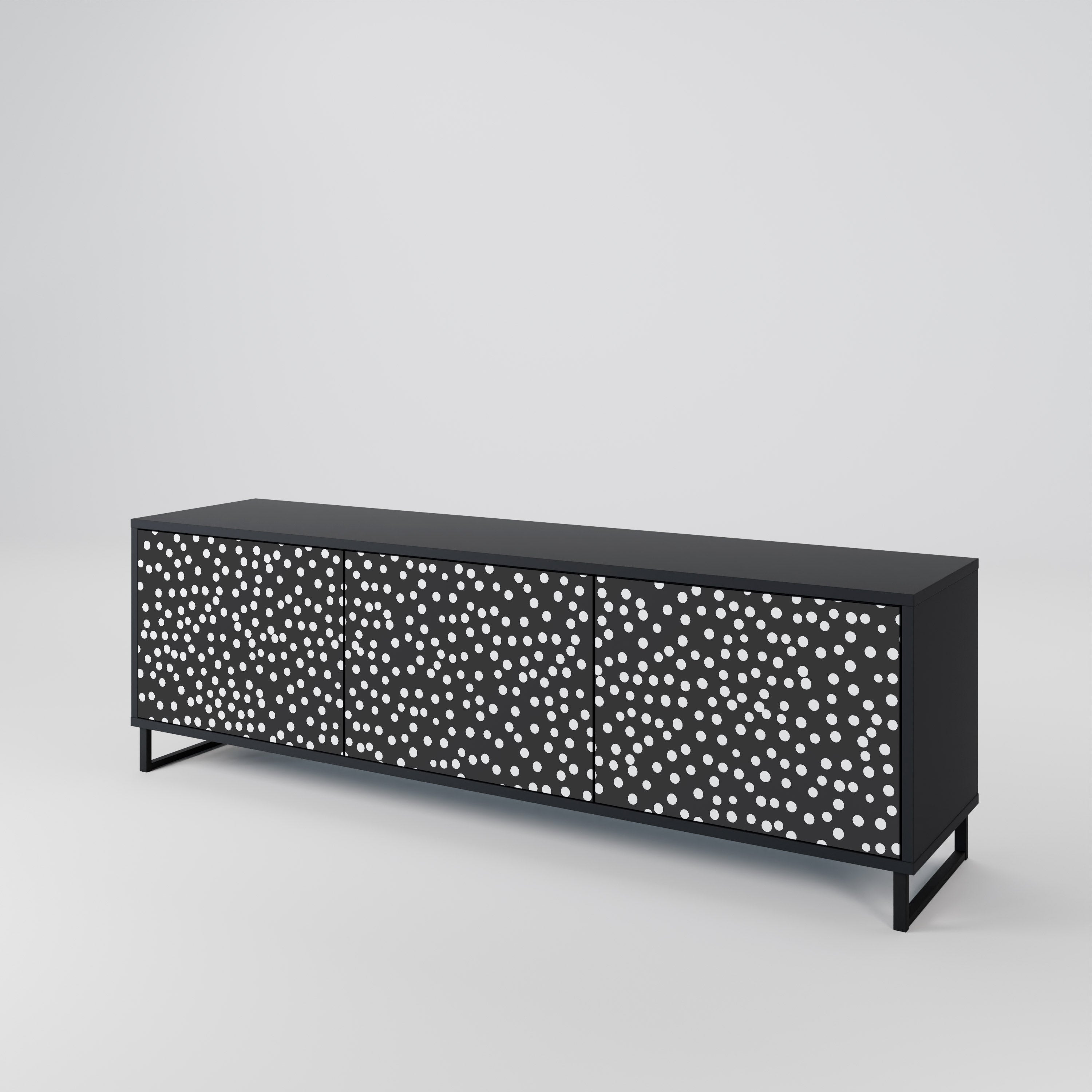 BLINDING LIGHTS 3-Door TV Stand in Black Finish