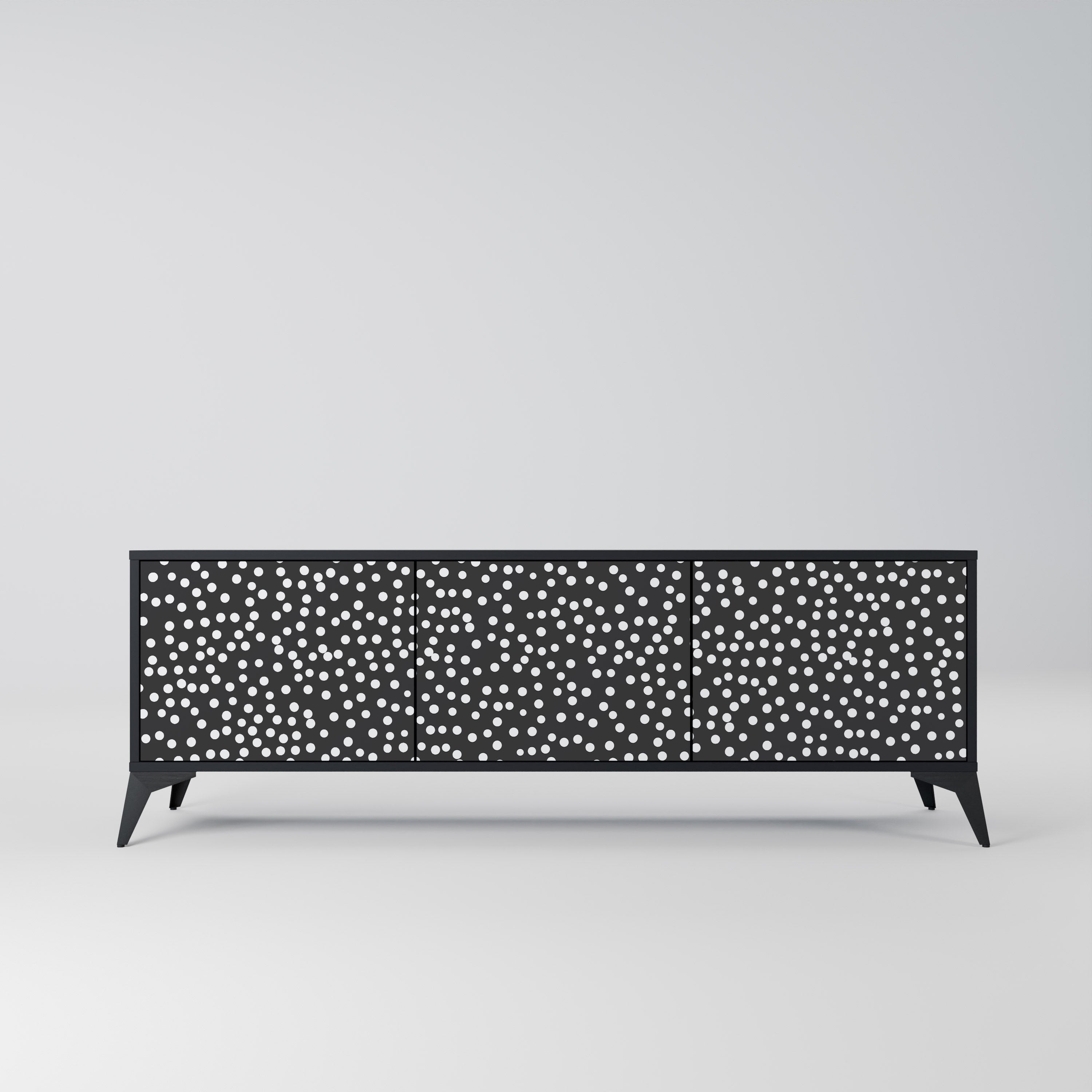 BLINDING LIGHTS 3-Door TV Stand in Black Finish