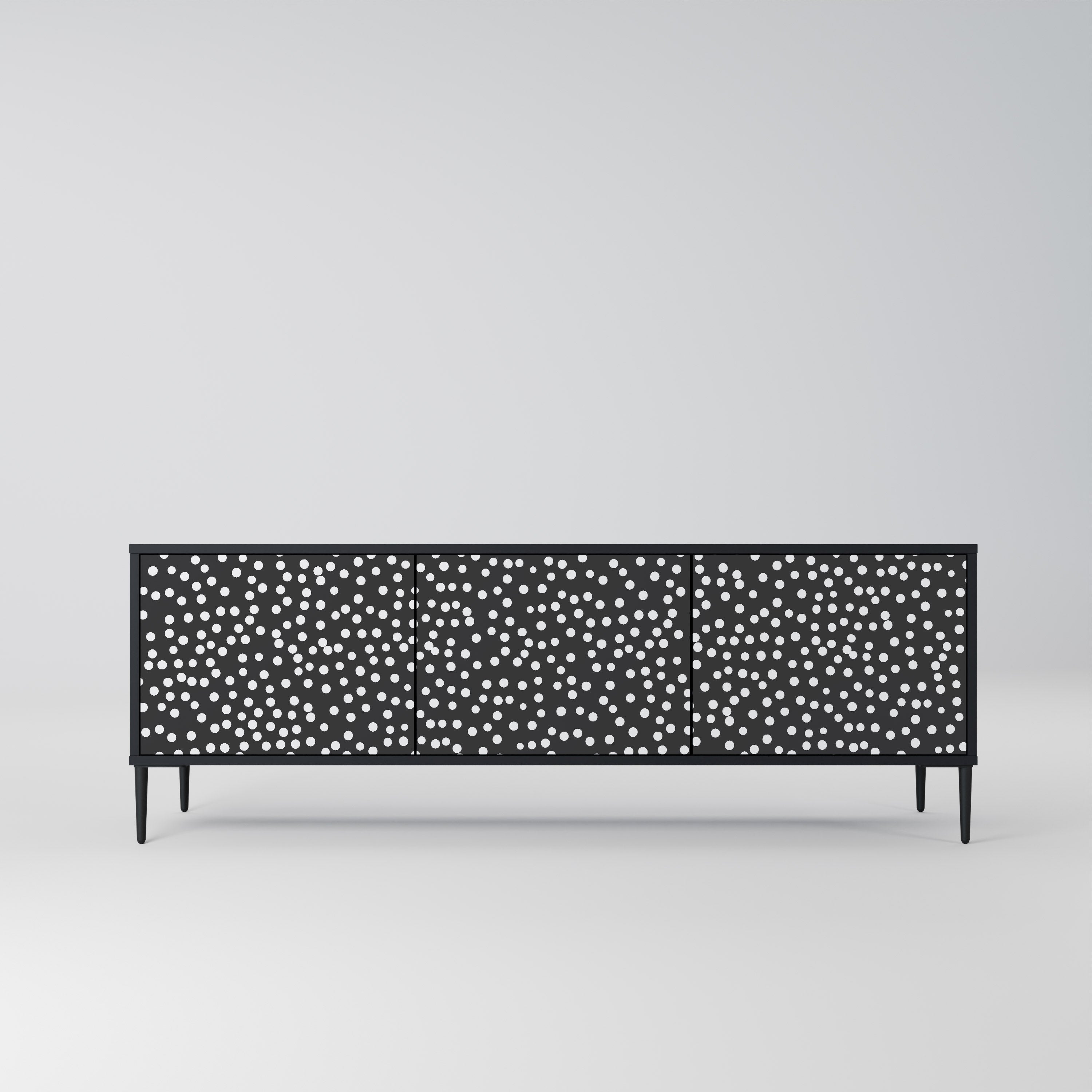 BLINDING LIGHTS 3-Door TV Stand in Black Finish