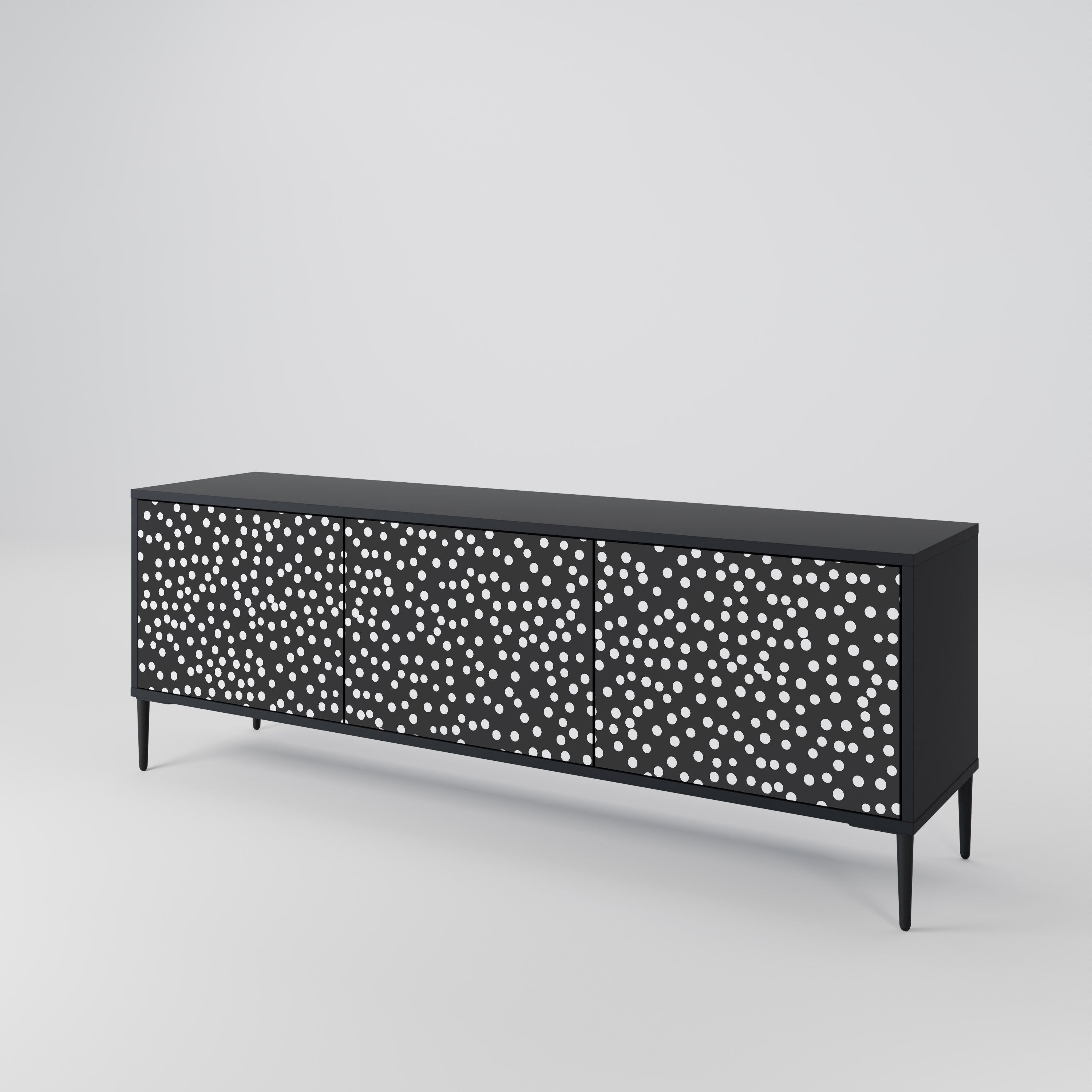 BLINDING LIGHTS 3-Door TV Stand in Black Finish