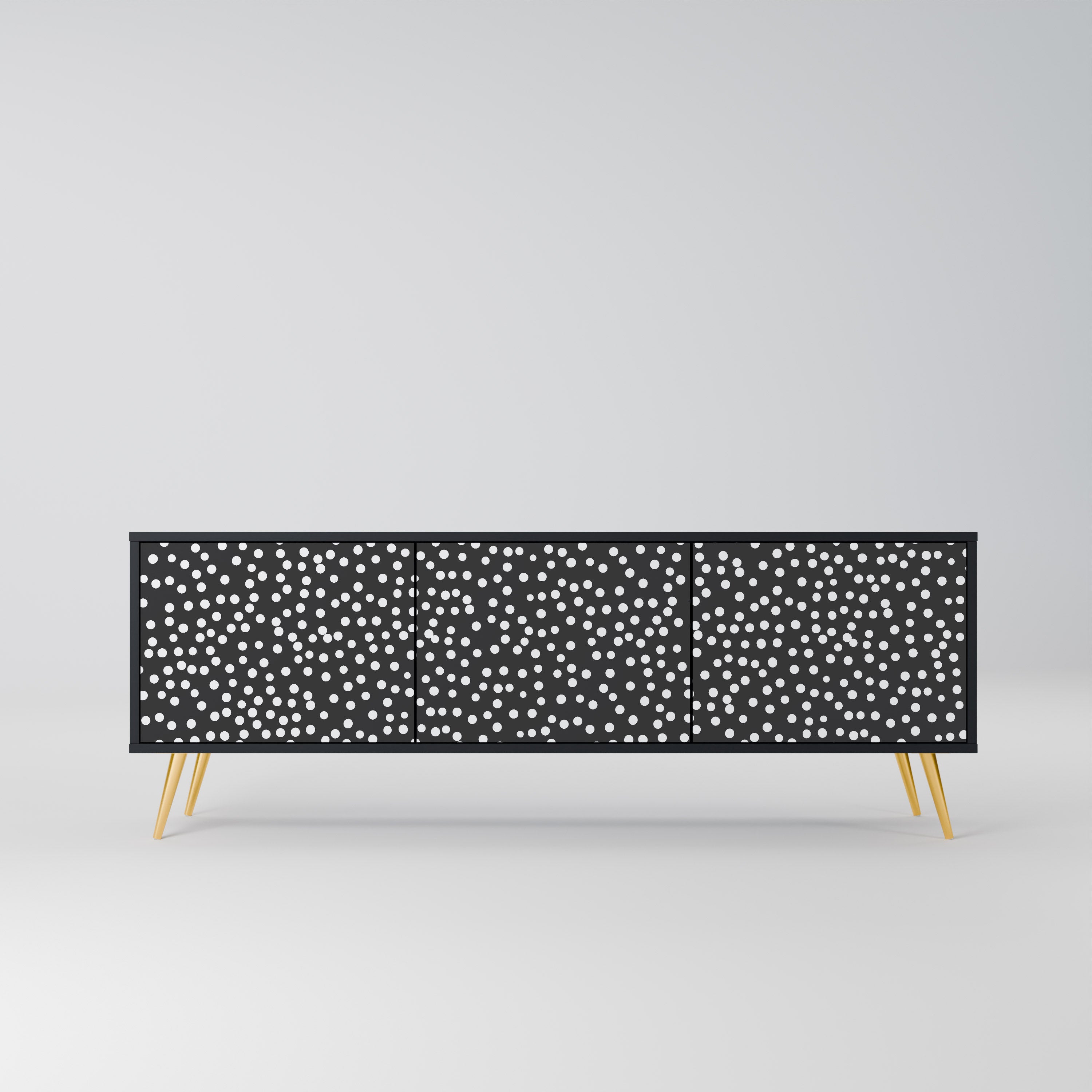 BLINDING LIGHTS 3-Door TV Stand in Black Finish