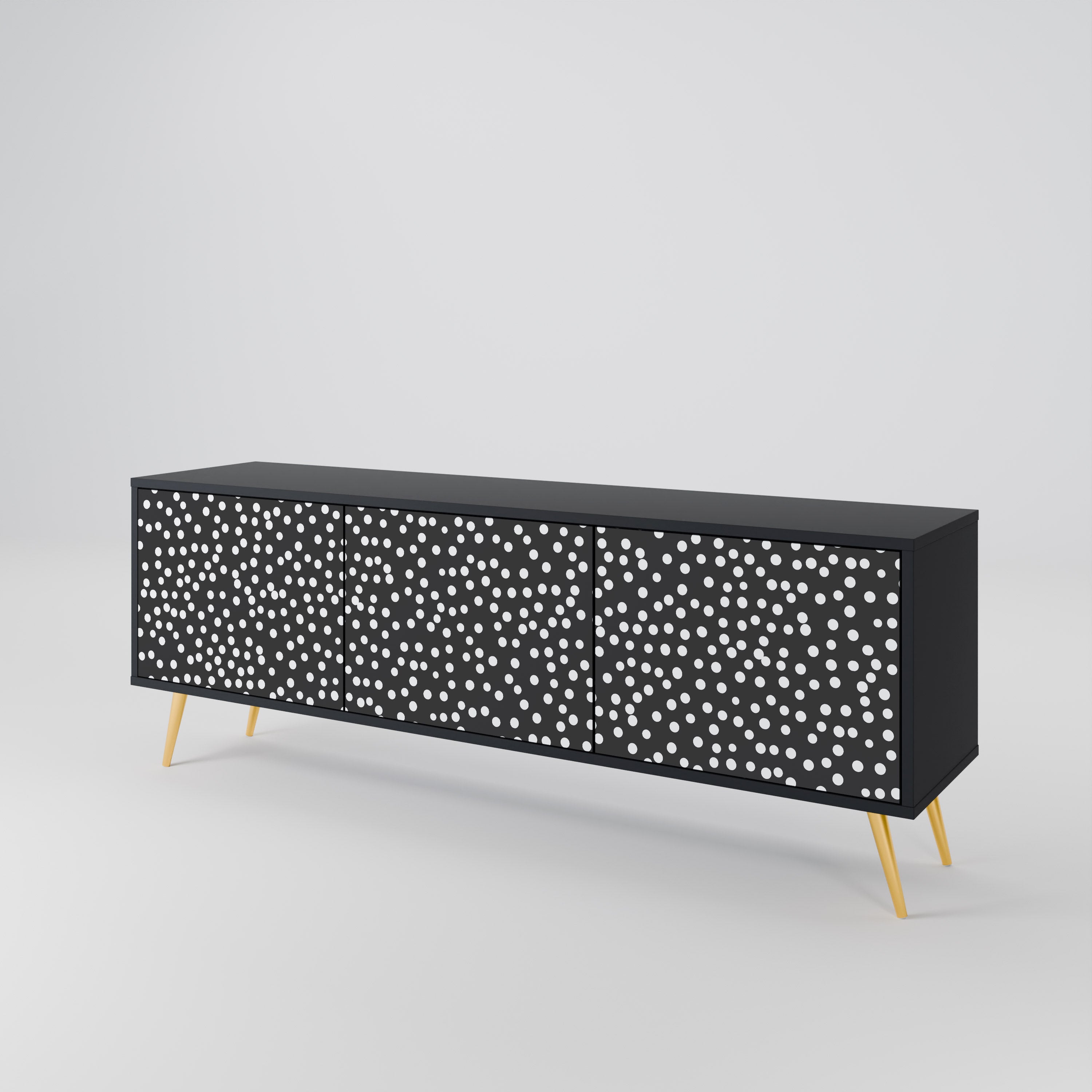 BLINDING LIGHTS 3-Door TV Stand in Black Finish