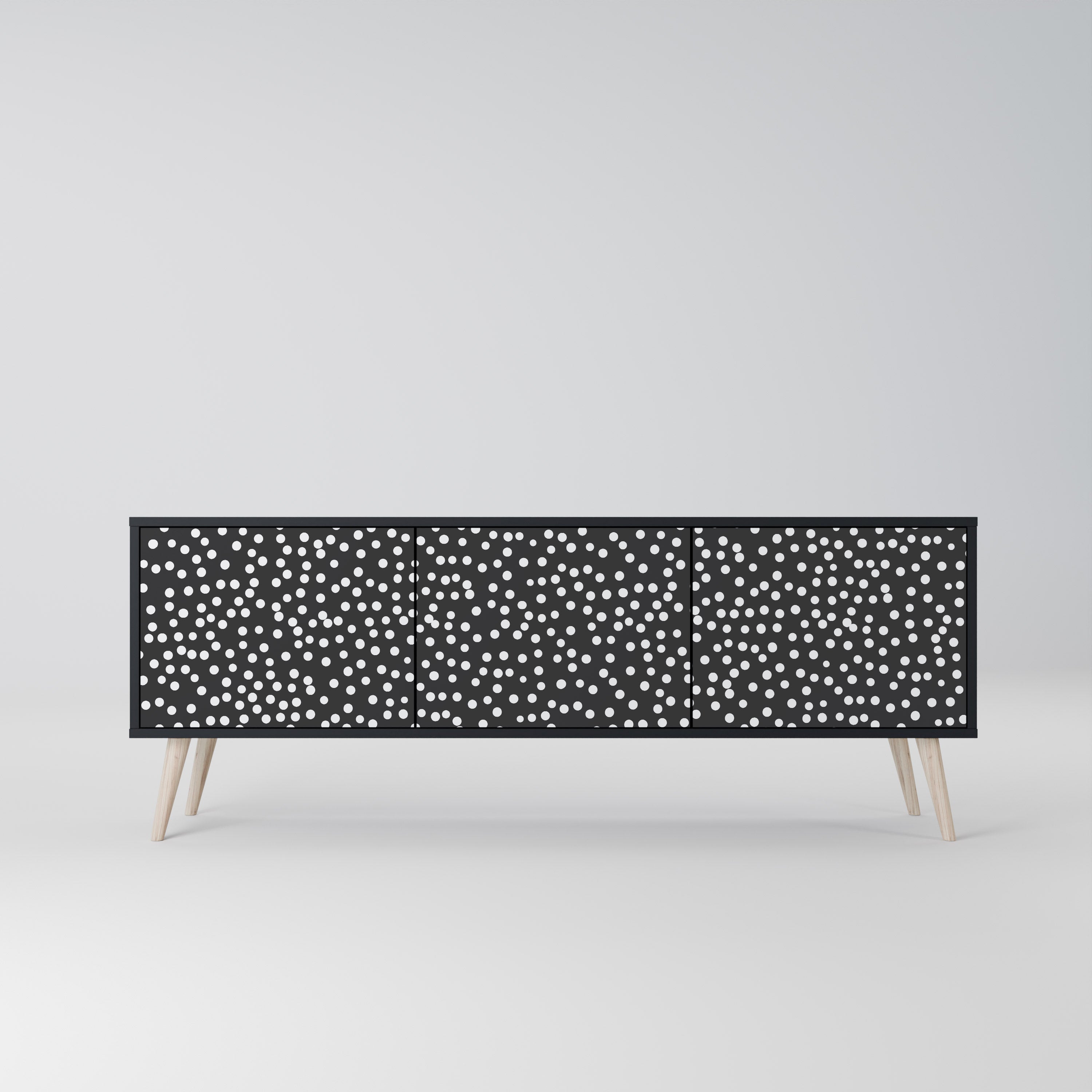 BLINDING LIGHTS 3-Door TV Stand in Black Finish