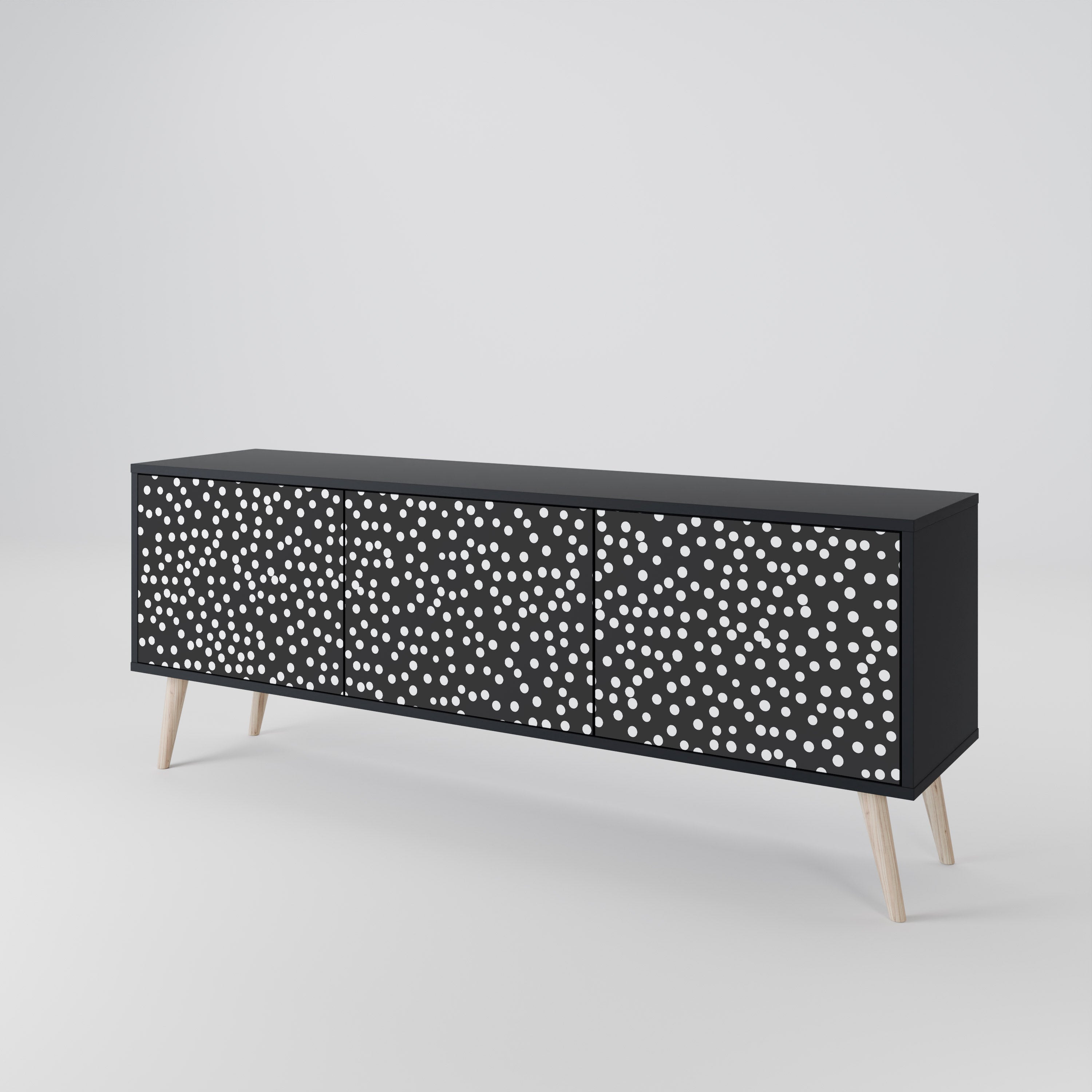 BLINDING LIGHTS 3-Door TV Stand in Black Finish