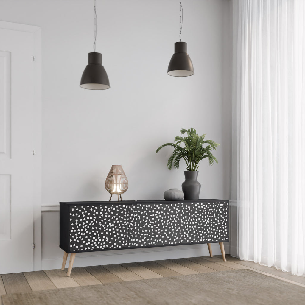 BLINDING LIGHTS 3-Door TV Stand in Black Finish
