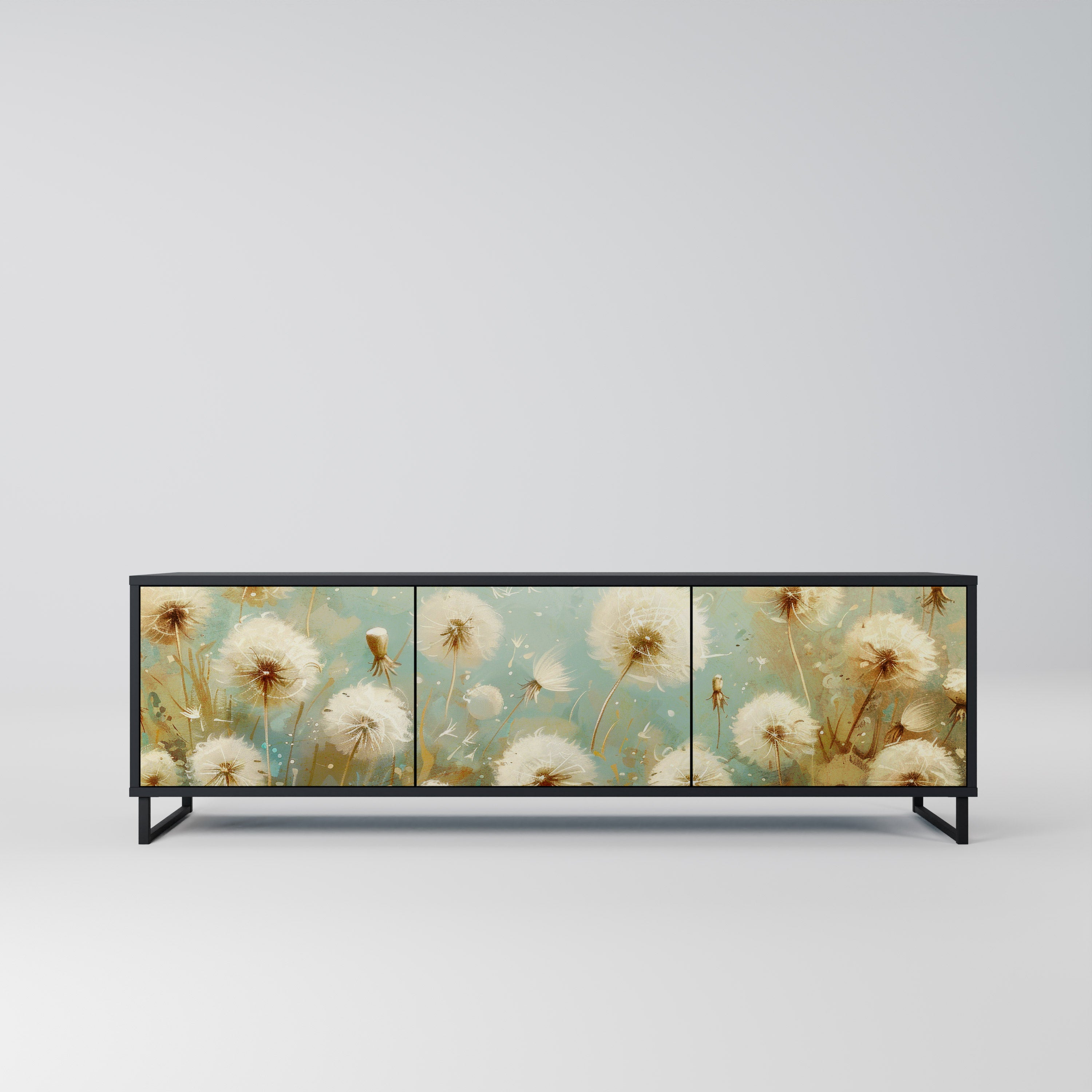DREAMY MEADOW 3-Door TV Stand in Black Finish