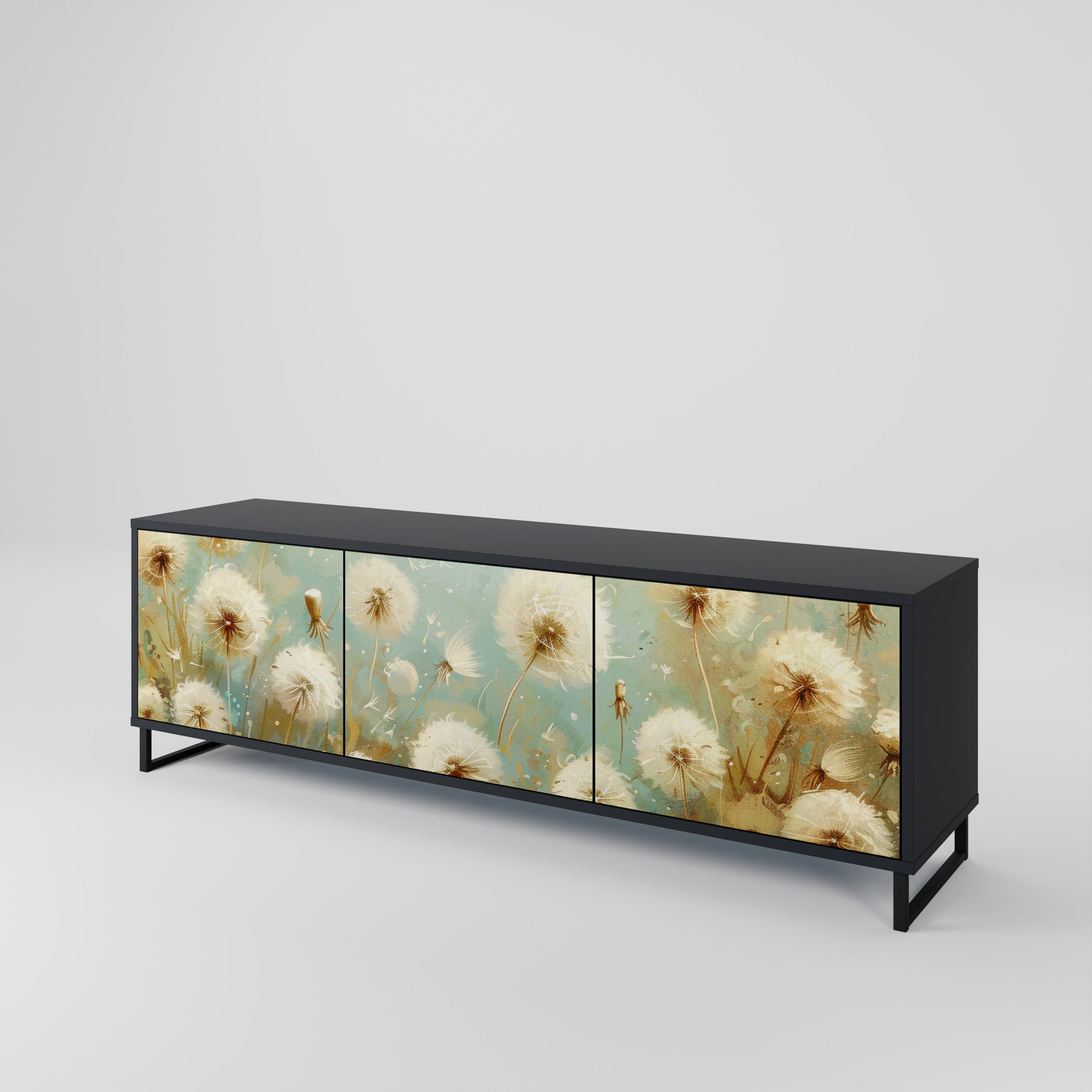 DREAMY MEADOW 3-Door TV Stand in Black Finish