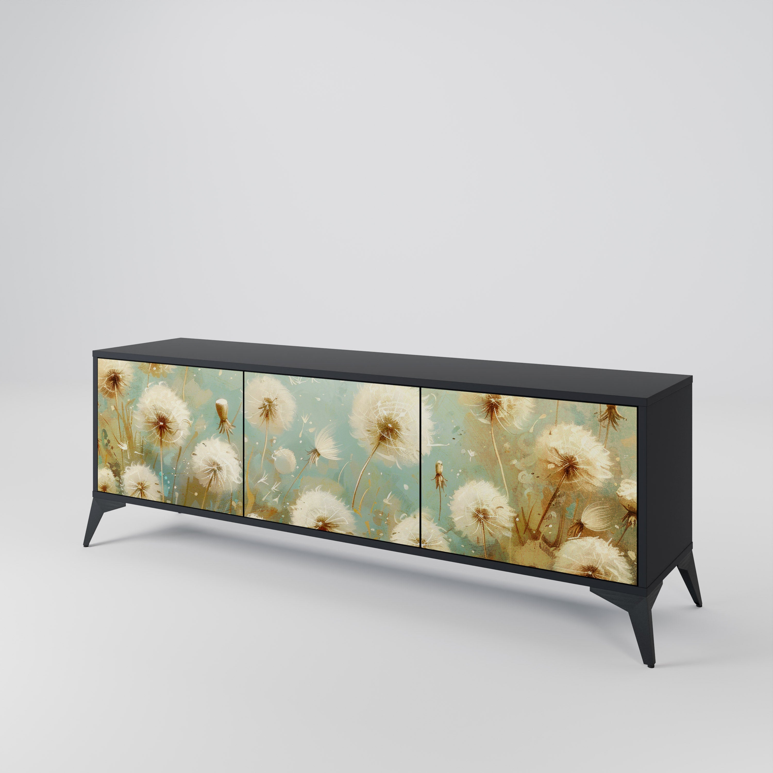 DREAMY MEADOW 3-Door TV Stand in Black Finish