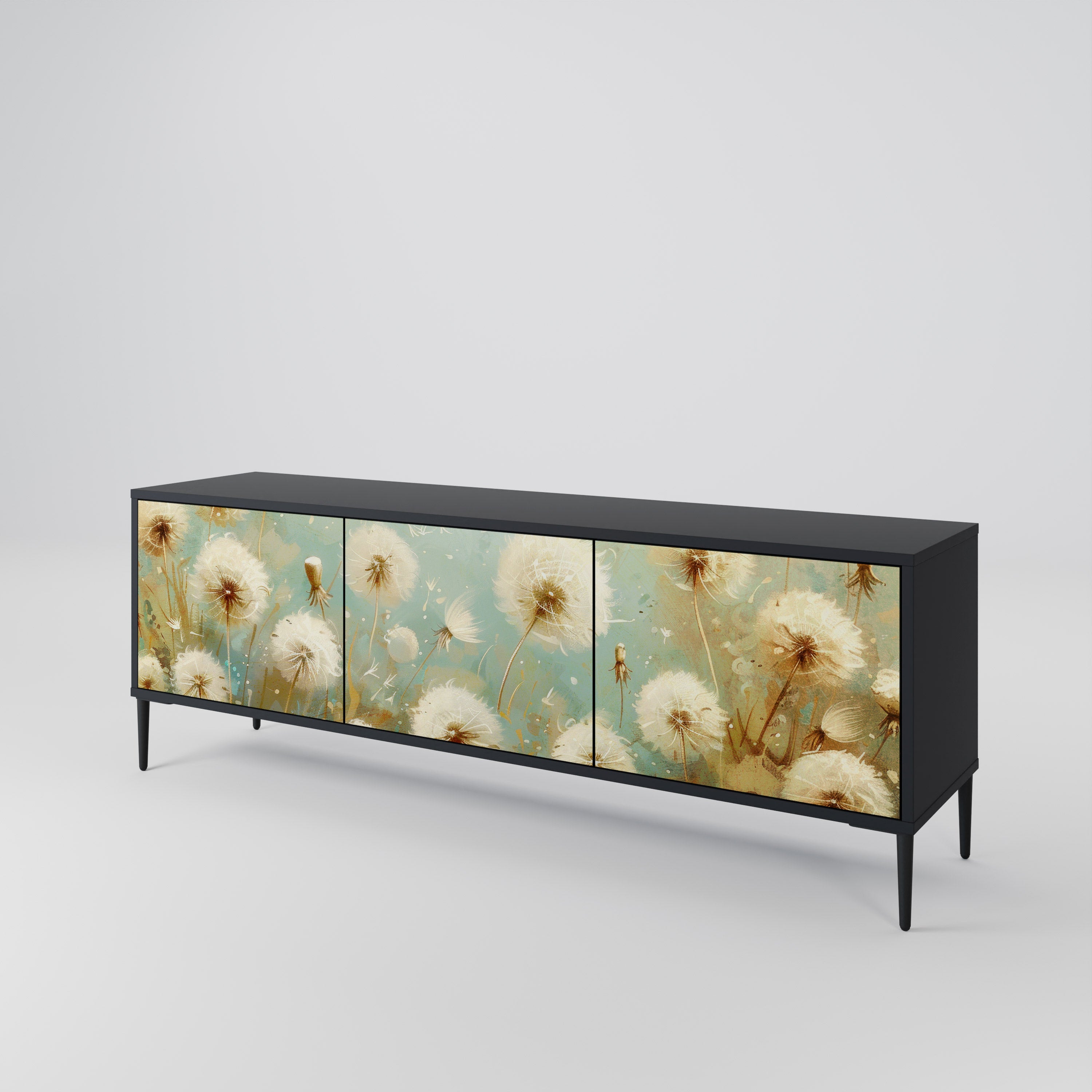 DREAMY MEADOW 3-Door TV Stand in Black Finish