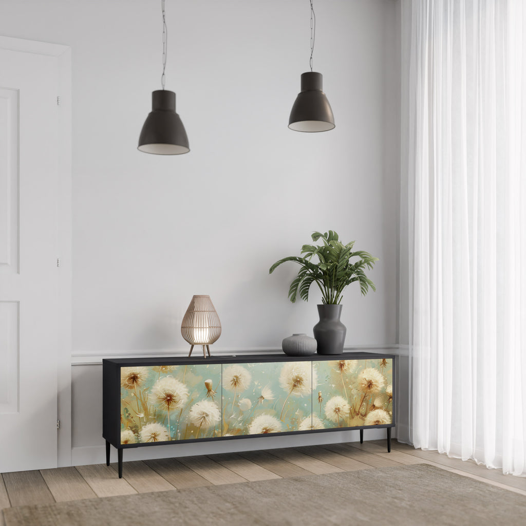 DREAMY MEADOW 3-Door TV Stand in Black Finish