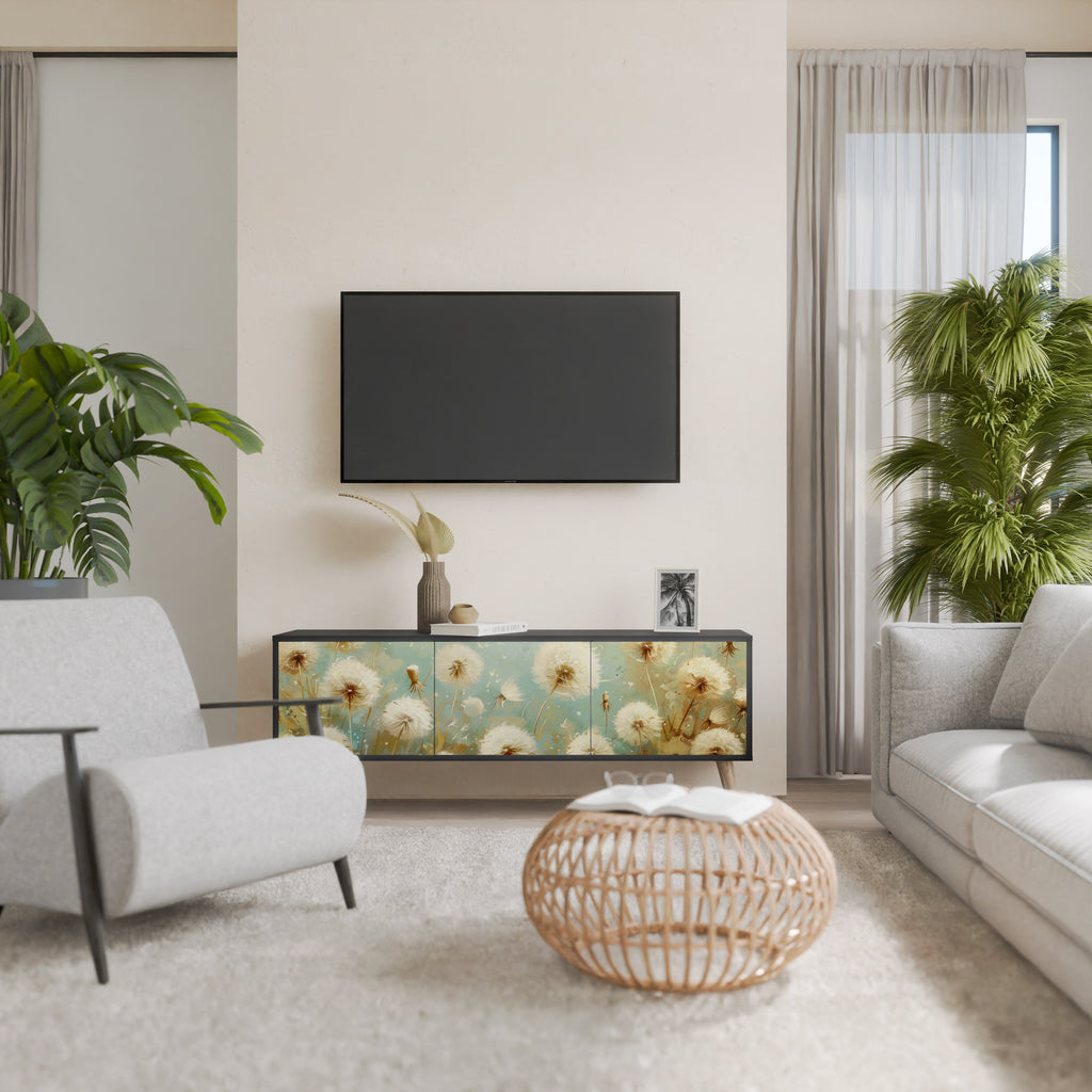 DREAMY MEADOW 3-Door TV Stand in Black Finish