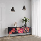 NEVERENDING BLOOM 3-Door TV Stand in Black Finish