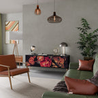 NEVERENDING BLOOM 3-Door TV Stand in Black Finish