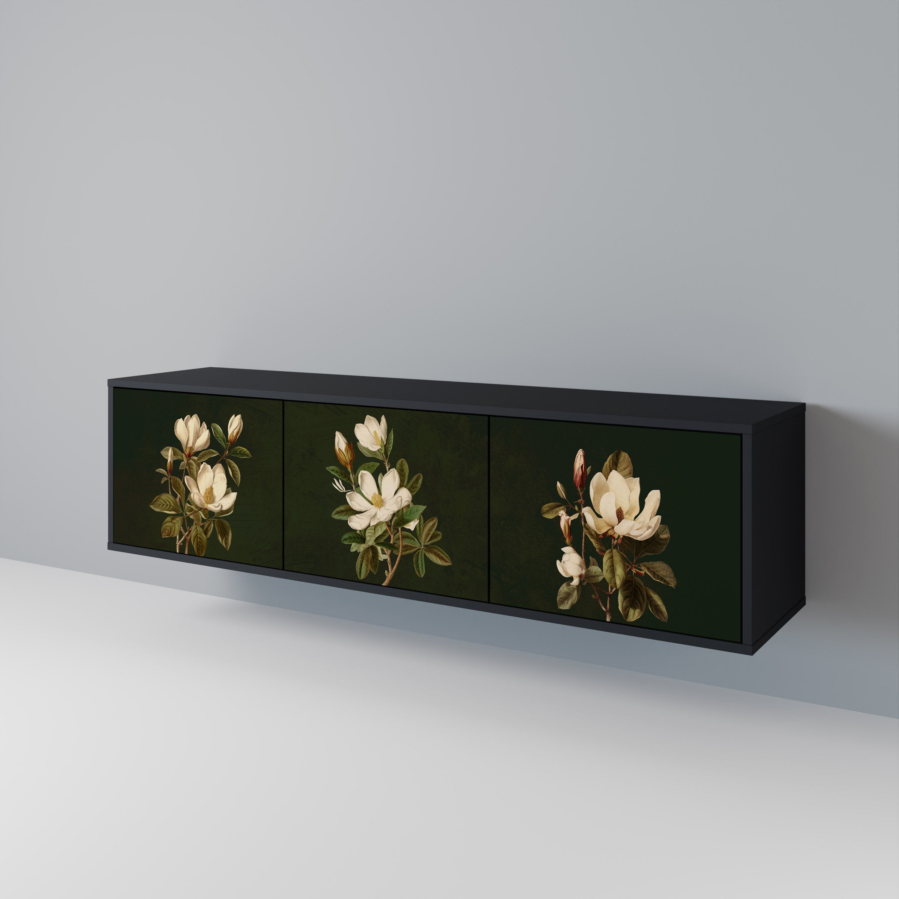 FLORAL NOIR Mueble de TV de 3 Puertas