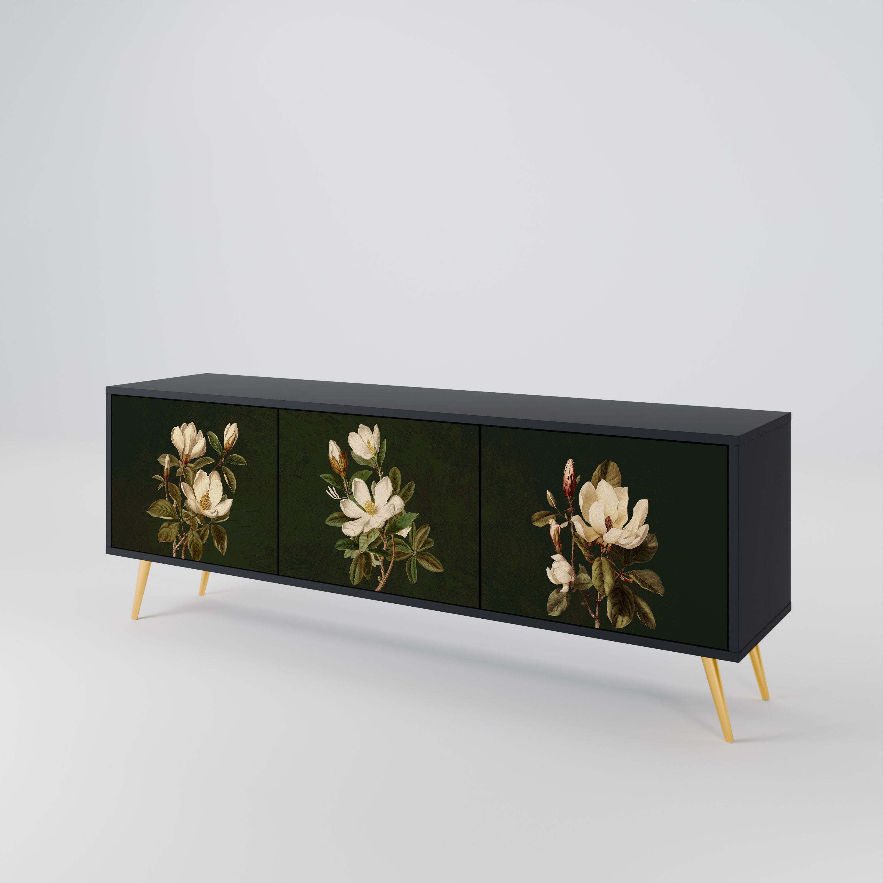 FLORAL NOIR Mueble de TV de 3 Puertas