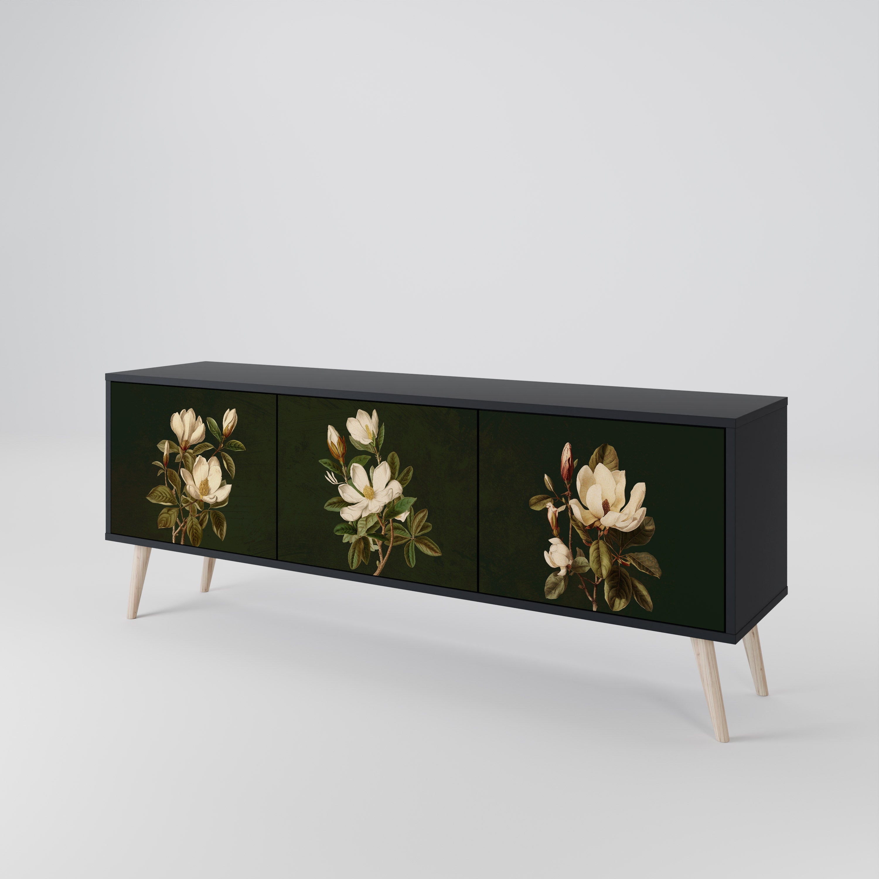 FLORAL NOIR Mueble de TV de 3 Puertas