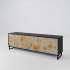 MORNING GLADE 3-Door TV Stand in Black Finish