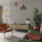 MORNING GLADE 3-Door TV Stand in Black Finish