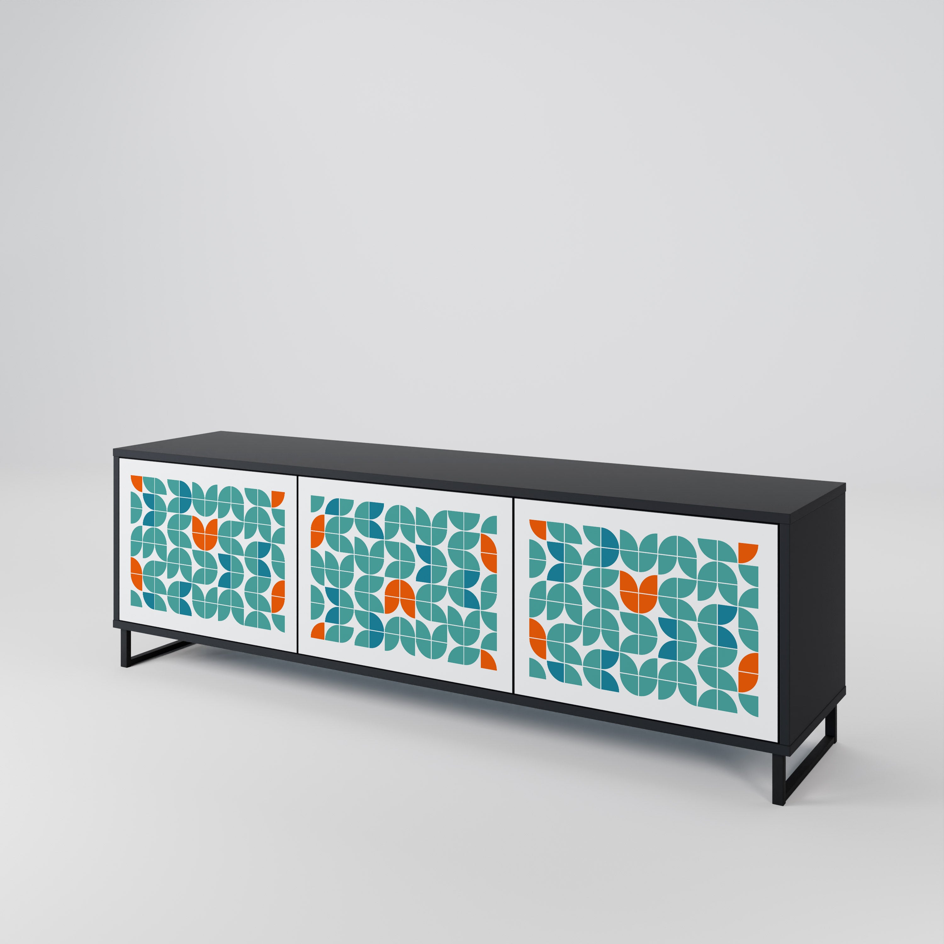 BE THE CHANGE 3-Door TV Stand in Black Finish