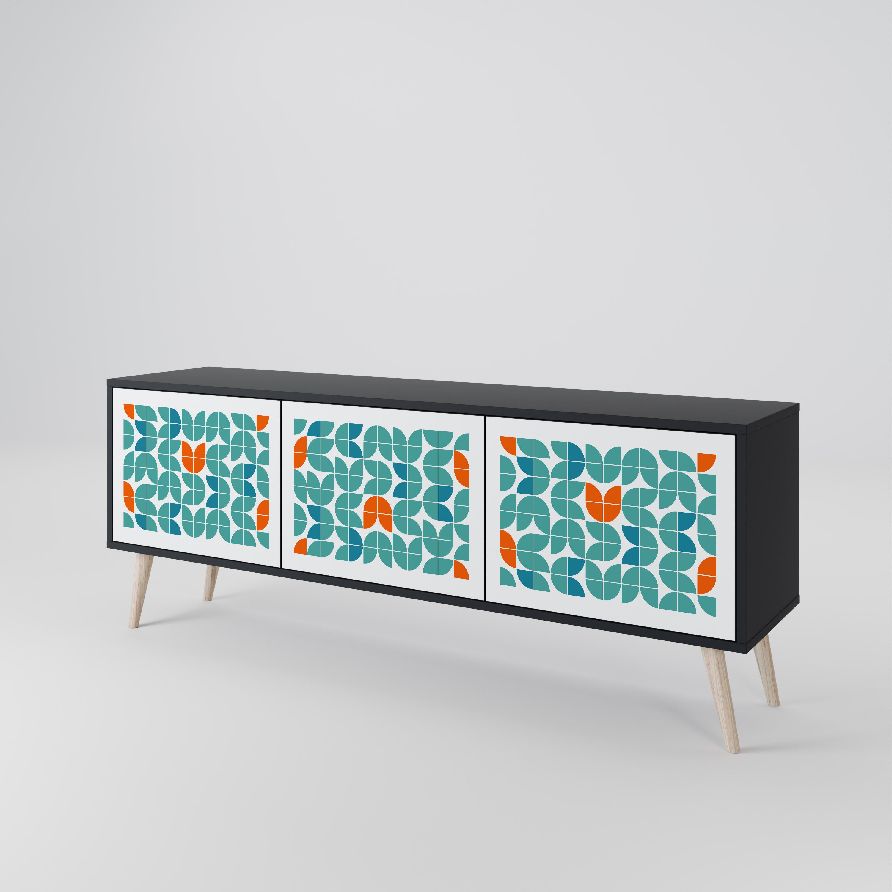 BE THE CHANGE 3-Door TV Stand in Black Finish