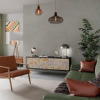 SPRING WHIMSY Mueble de TV de 3 Puertas en Acabado Negro