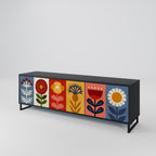 SCANDIC FLOWERET Mueble de TV de 3 Puertas en Acabado Negro