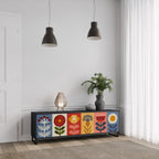 SCANDIC FLOWERET Mueble de TV de 3 Puertas en Acabado Negro