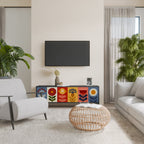 SCANDIC FLOWERET Mueble de TV de 3 Puertas en Acabado Negro