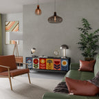 SCANDIC FLOWERET Mueble de TV de 3 Puertas en Acabado Negro