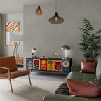 SCANDIC FLOWERET Mueble de TV de 3 Puertas en Acabado Negro