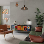 SCANDIC FLOWERET Mueble de TV de 3 Puertas en Acabado Negro