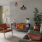 SCANDIC FLOWERET Mueble de TV de 3 Puertas en Acabado Negro