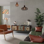 TIMELESS FLORA Mueble de TV de 3 Puertas en Acabado Negro