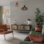 TIMELESS FLORA Mueble de TV de 3 Puertas en Acabado Negro