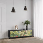 SUCCULENTS KALEIDOSCOPE Mueble de TV de 3 Puertas en Acabado Negro