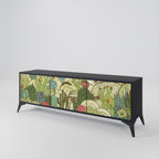 SUCCULENTS KALEIDOSCOPE Mueble de TV de 3 Puertas en Acabado Negro