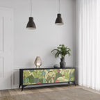 SUCCULENTS KALEIDOSCOPE Mueble de TV de 3 Puertas en Acabado Negro