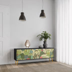 SUCCULENTS KALEIDOSCOPE Mueble de TV de 3 Puertas en Acabado Negro