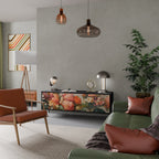 STYLISH BEAUTY 3-Door TV Stand in Black Finish