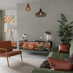 STYLISH BEAUTY 3-Door TV Stand in Black Finish