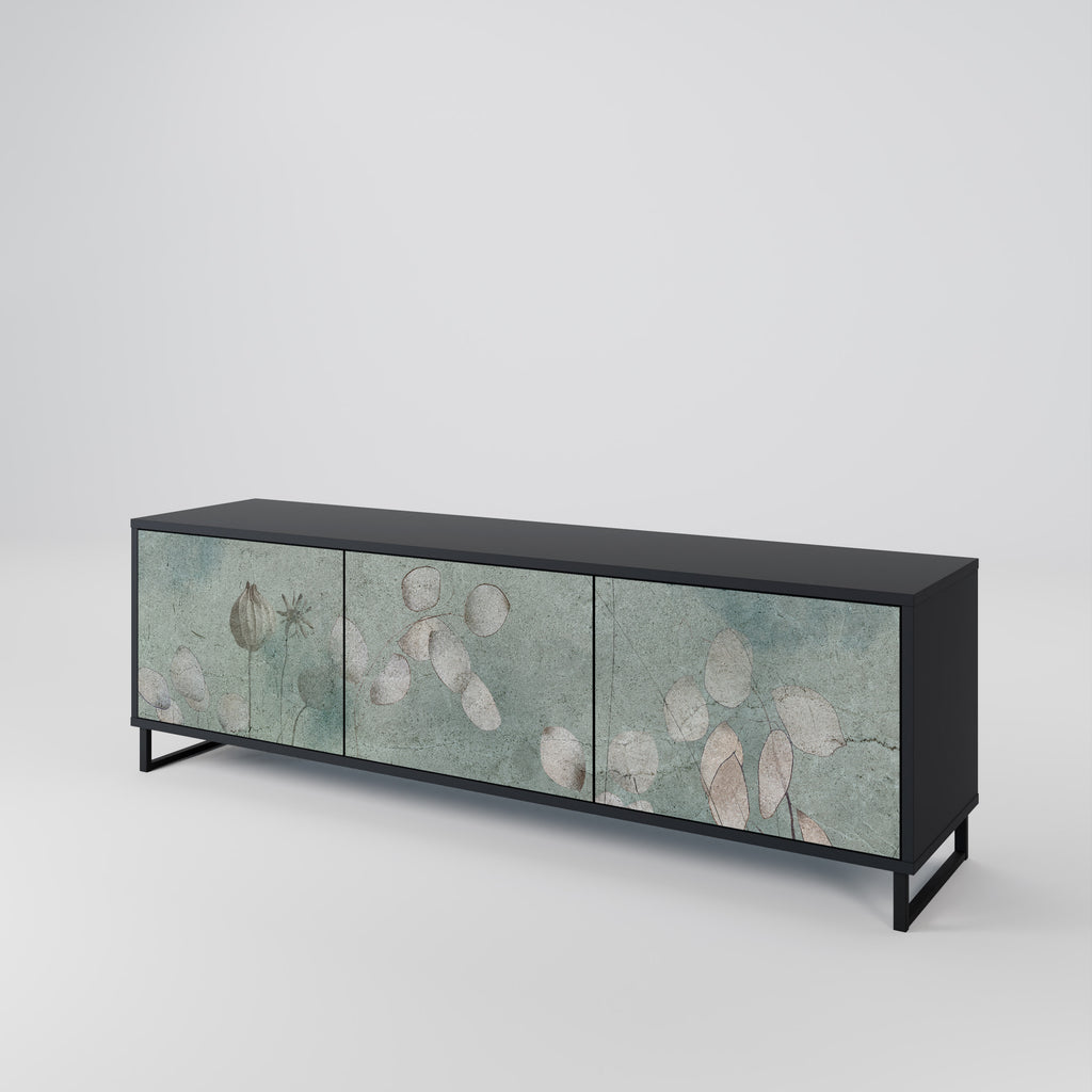NIGHT LADY 3-Door TV Stand in Black Finish