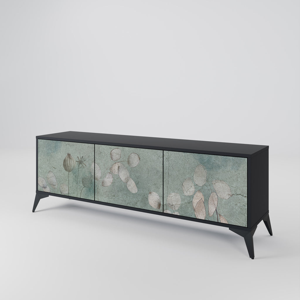 NIGHT LADY 3-Door TV Stand in Black Finish