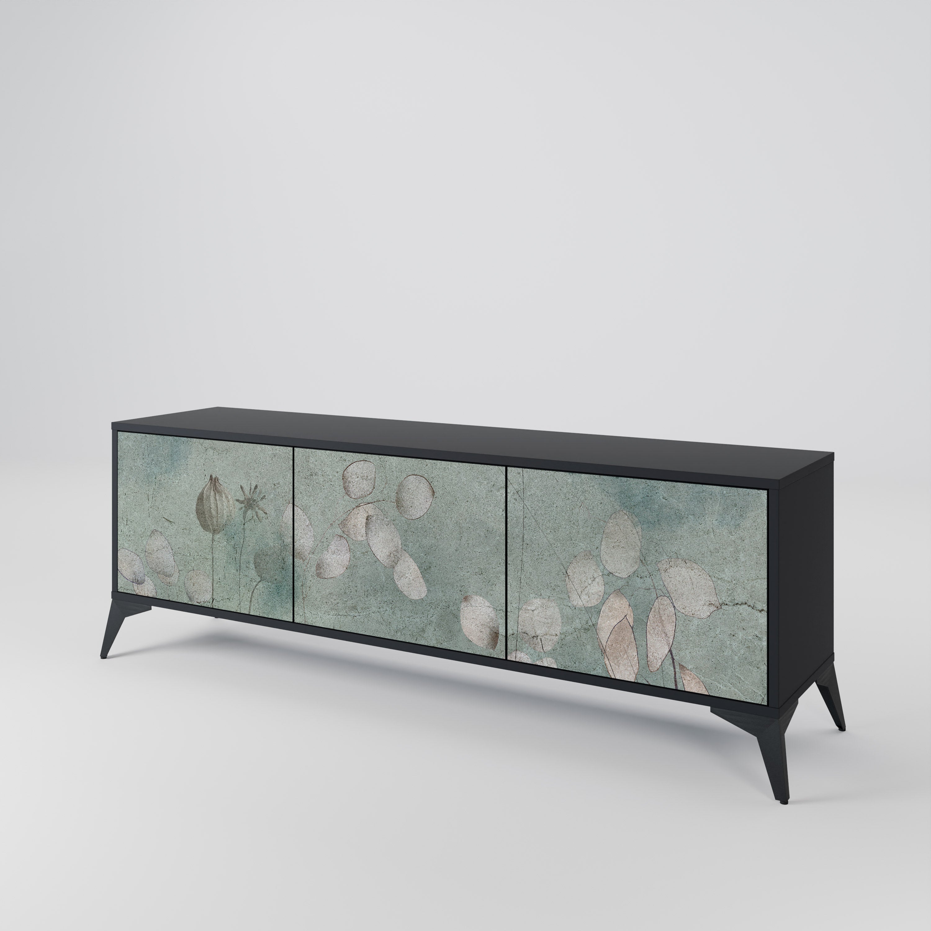 NIGHT LADY 3-Door TV Stand in Black Finish