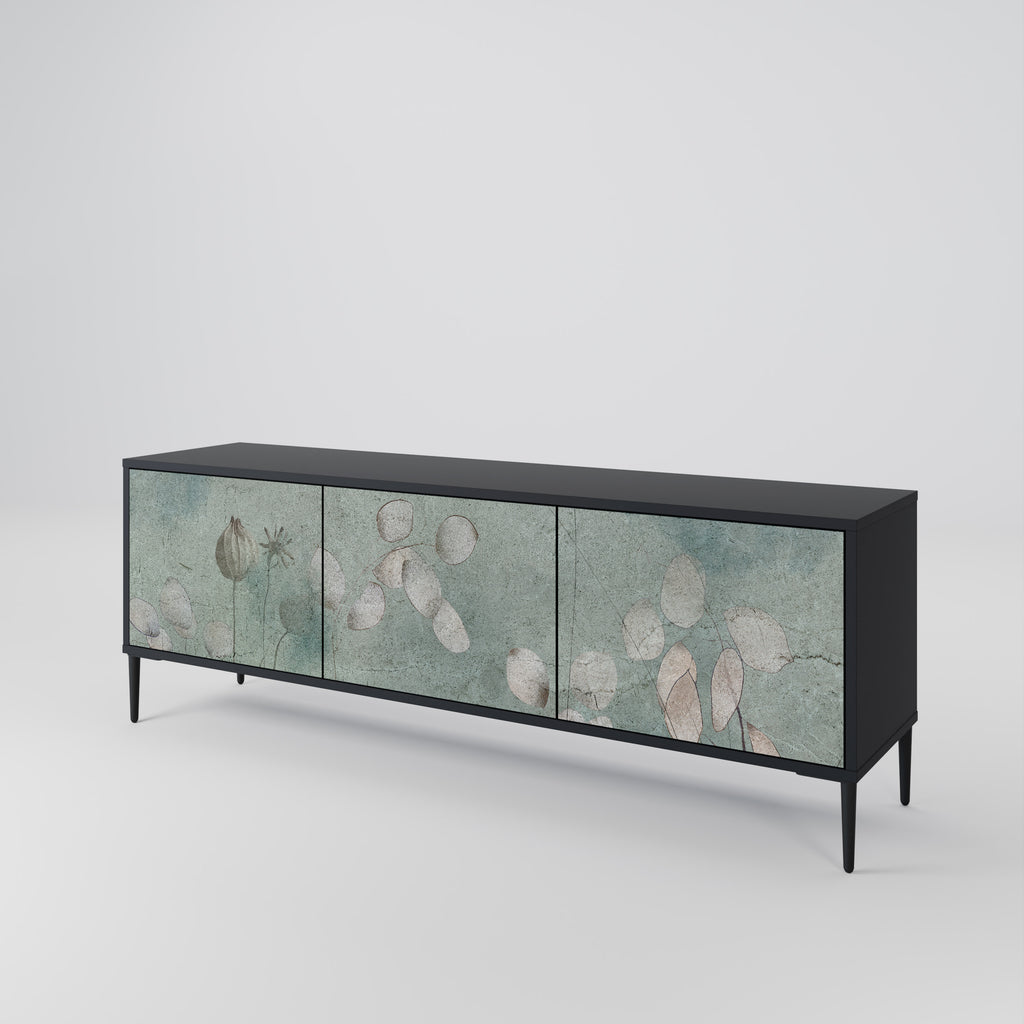 NIGHT LADY 3-Door TV Stand in Black Finish